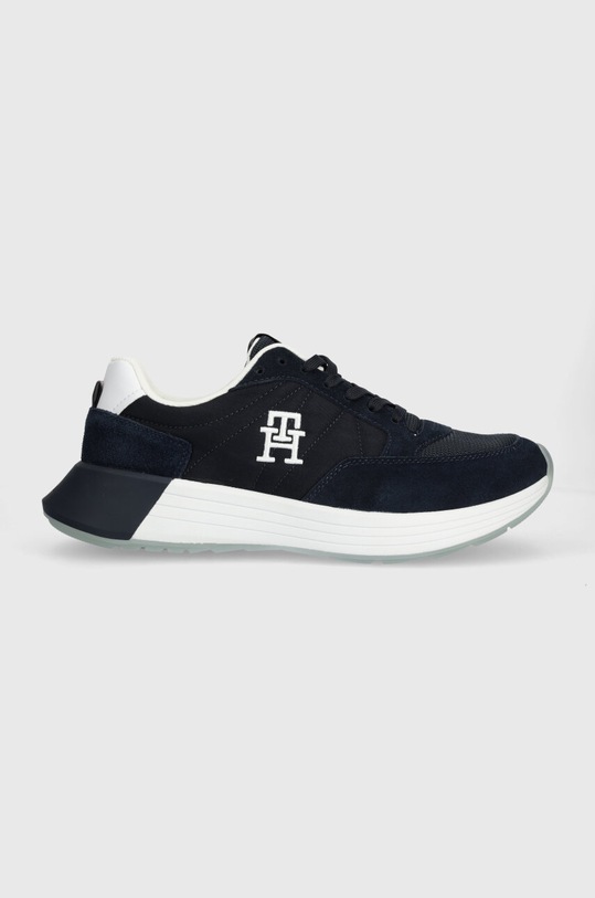 Tenisky Tommy Hilfiger CLASSIC ELEVATED RUNNER LOCKER semišová kůže námořnická modř FM0FM04939