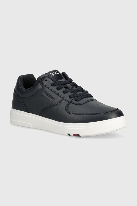 Kožené tenisky Tommy Hilfiger MODERN CUP CORPORATE LTH nízky tmavomodrá FM0FM04941