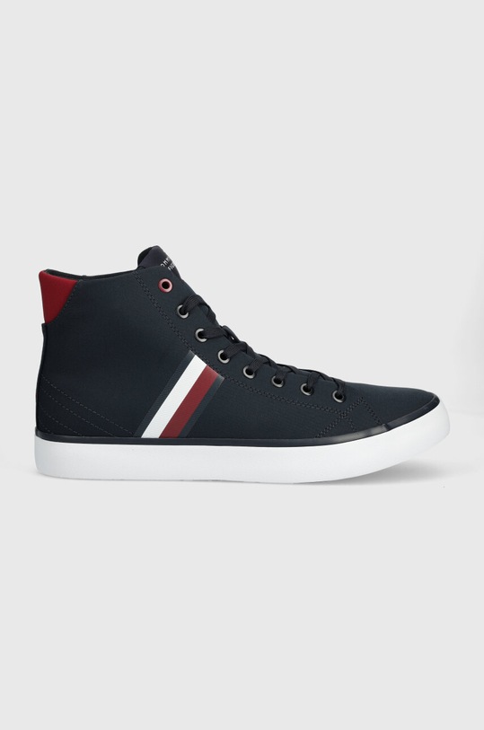 Kecky Tommy Hilfiger TH HI VULC STRIPES MESH Planet friendly námořnická modř FM0FM04948