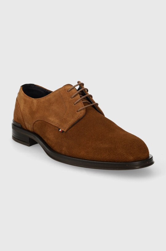 Замшевые туфли Tommy Hilfiger CORE TEXTURED SDE SHOE FM0FM04991 коричневый SS24