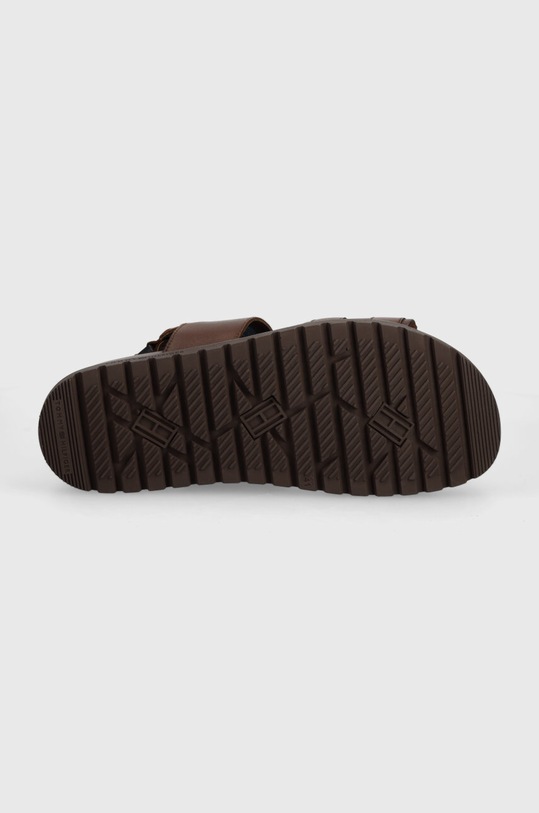 Tommy Hilfiger sandały skórzane ELEVATED TH BUCKLE LTH SANDAL FM0FM05007 brązowy