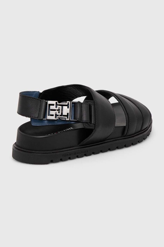 Încălțăminte Tommy Hilfiger sandale de piele ELEVATED TH BUCKLE LTH SANDAL FM0FM05007 negru