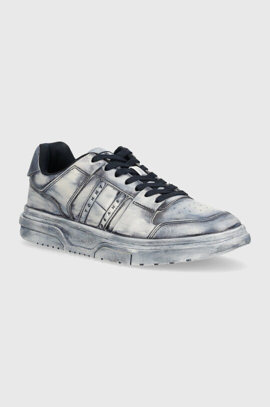 Tommy Jeans sneakers in pelle THE BROOKLYN DIP DYED bassa blu navy EM0EM01410