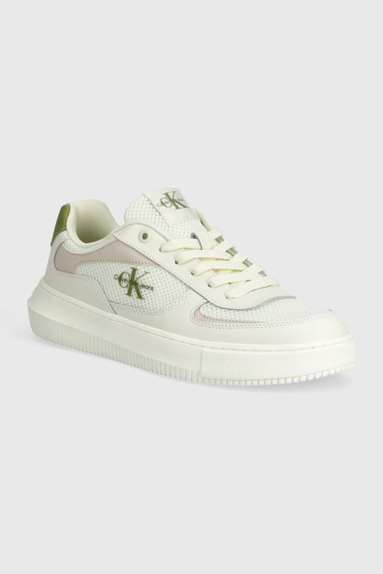 Tenisky Calvin Klein Jeans CHUNKY CUPSOLE MIX IN MET usňová koža biela YM0YM00896