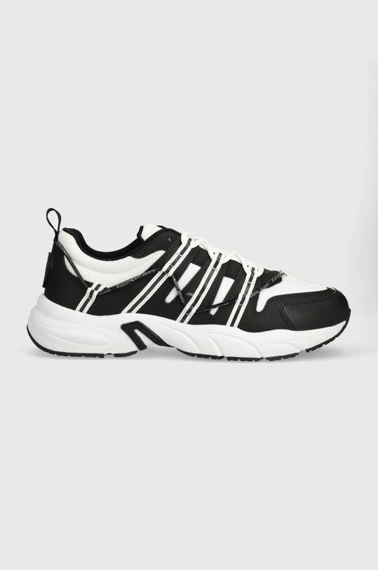 Calvin Klein Jeans sneakersy RETRO TENNIS LOW LACEUP MIX DIF tekstylny czarny YM0YM00918