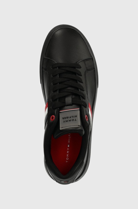 Δερμάτινα αθλητικά παπούτσια Tommy Hilfiger ESSENTIAL LEATHER CUPSOLE μαύρο FM0FM04921