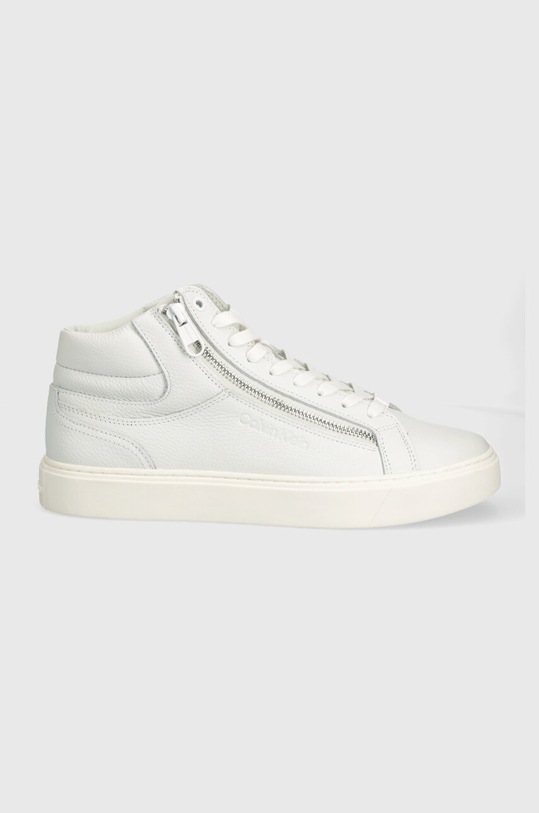 Kožené tenisky Calvin Klein HIGH TOP LACE UP W/ZIP HM0HM01476 biela SS24