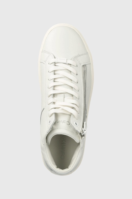 Kožené tenisky Calvin Klein HIGH TOP LACE UP W/ZIP biela HM0HM01476