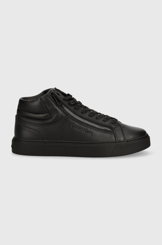 Δερμάτινα αθλητικά παπούτσια Calvin Klein HIGH TOP LACE UP W/ZIP HM0HM01476 μαύρο SS24