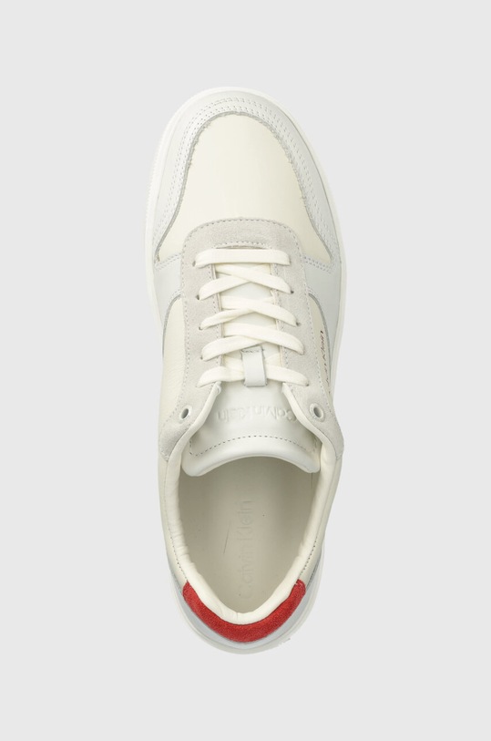 Kožené tenisky Calvin Klein LOW TOP LACE UP BSKT biela HM0HM01402