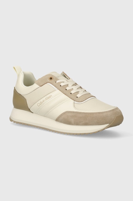 Αθλητικά Calvin Klein LOW TOP LACE UP MIX υφασμάτινο μπεζ HM0HM01399