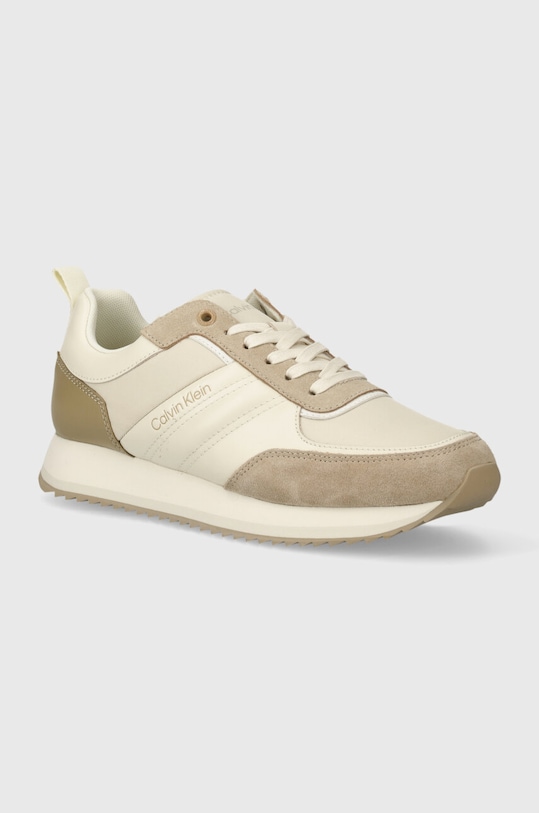 Αθλητικά Calvin Klein LOW TOP LACE UP MIX υφασμάτινο μπεζ HM0HM01399