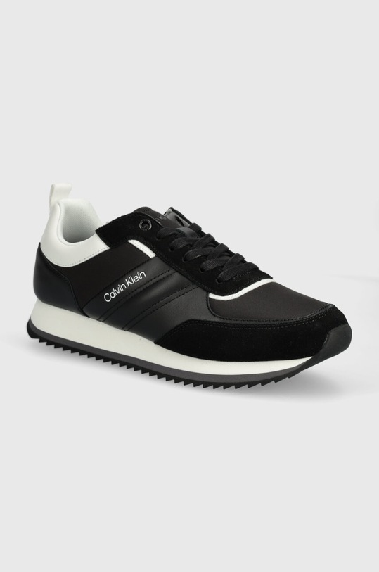 Calvin Klein sneakersy LOW TOP LACE UP MIX skóra zamszowa czarny HM0HM01399