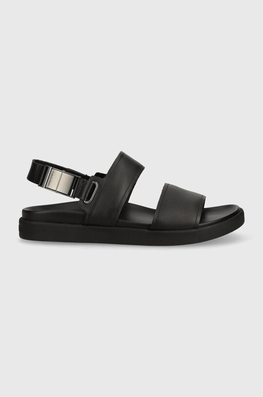 Кожаные сандалии Calvin Klein BACK STRAP W/ ICONIC PLAQUE HM0HM01383 чёрный SS24