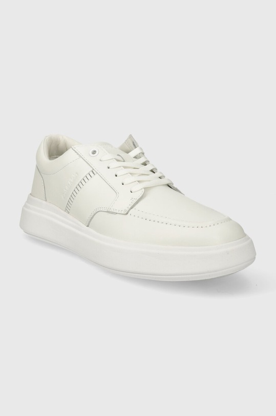 Calvin Klein sneakersy skórzane LOW TOP LACE UP TAILOR HM0HM01379 biały SS24