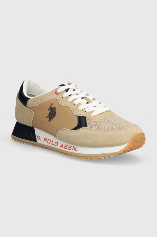 Αθλητικά U.S. Polo Assn. CLEEF απομίμηση λείου δέρματος μπεζ CLEEF006M.4TS1
