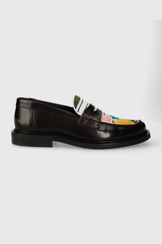 Filling Pieces mokasyny skórzane Team Loafer 2.0 skóra licowa bordowy 51233931912