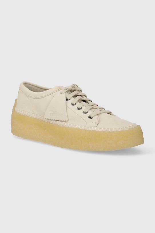Σουέτ αθλητικά παπούτσια Clarks Originals Caravan Low μικρό μπεζ 26176552