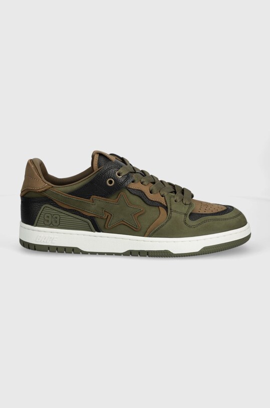 Kožne tenisice A Bathing Ape Bape Sk8 Sta #6 M2 1K30191313 zelena SS24