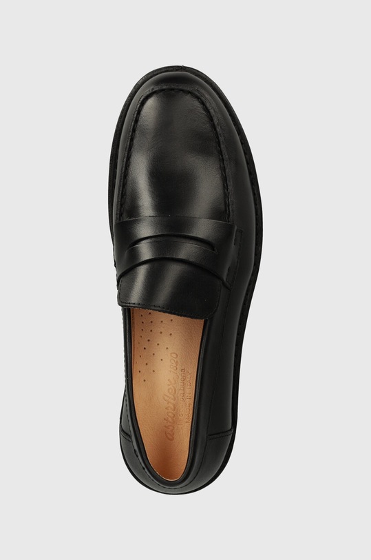 Astorflex mocasini de piele Mokaflex Rubber negru MOKAFLEX.RUBBER.710.900