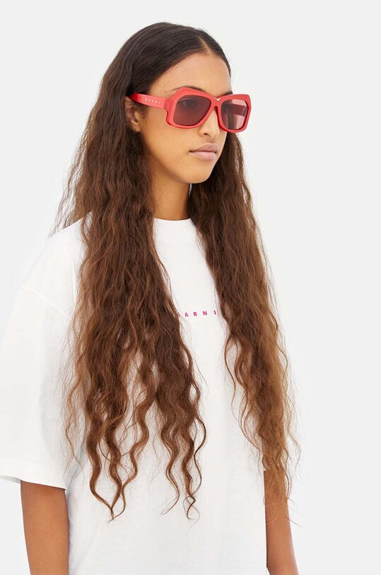 Солнцезащитные очки Marni Tiznit Metallic Cherry геометрические красный EYMRN00056.003.K06