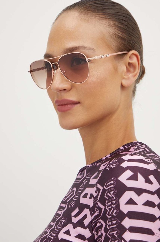 Guess okulary przeciwsłoneczne pilotki złoty GF6143.28F