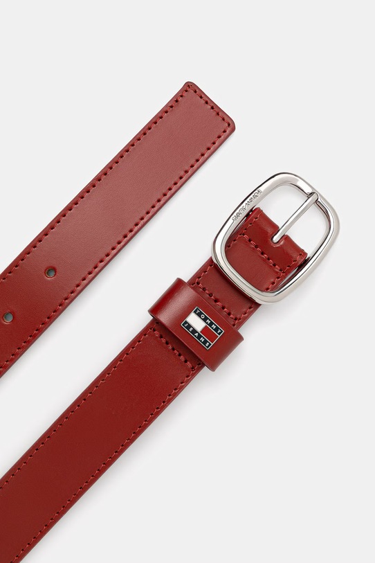 Tommy Jeans pasek damski skórzany AW0AW15836 czerwony SS26