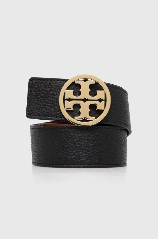 Oboustranný kožený pásek Tory Burch 1.5" Miller Reversible černá 138936.001