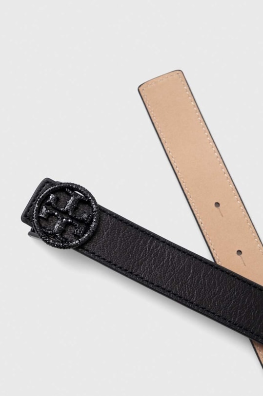 Tory Burch pasek skórzany Miller Crystal 155565.003 czarny SS24