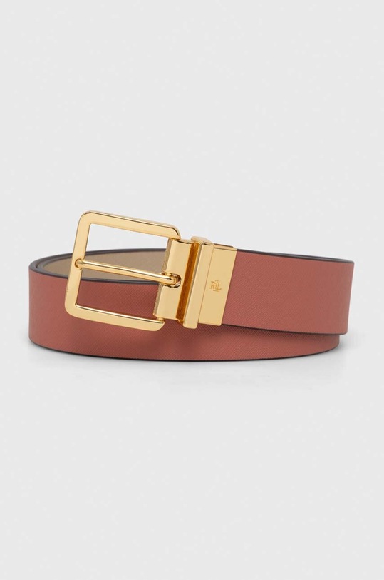 Kožený pásek Lauren Ralph Lauren růžová 412883696