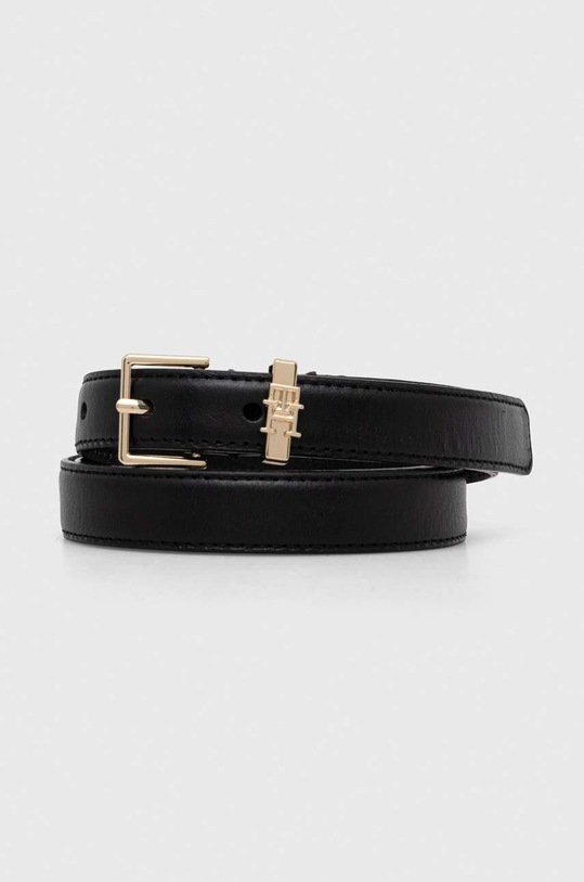Kožený opasok Tommy Hilfiger Planet friendly čierna AW0AW16024
