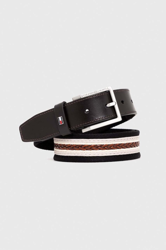 Pásek Tommy Hilfiger přírodní kůže béžová AM0AM12049