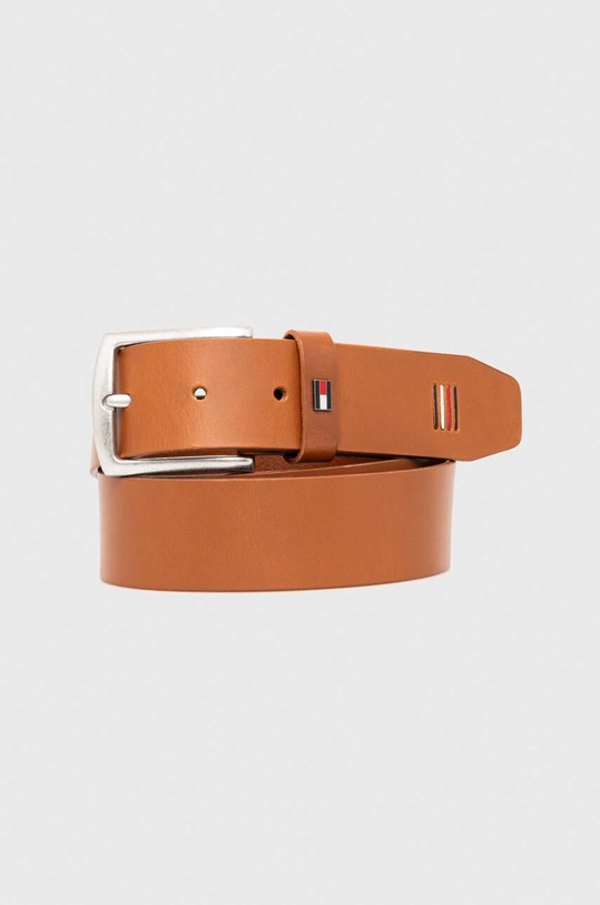 Tommy Hilfiger curea de piele Planet friendly maro AM0AM12054