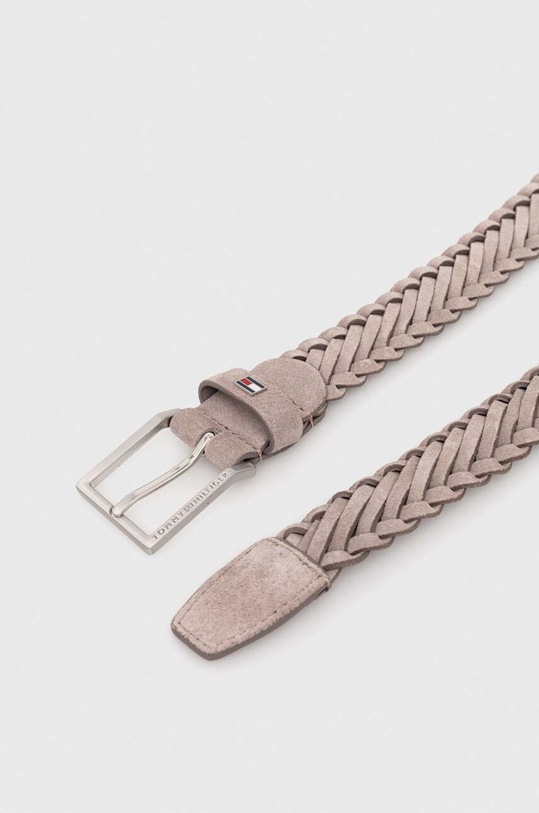 Semišový pásek Tommy Hilfiger AM0AM12067 šedá SS24