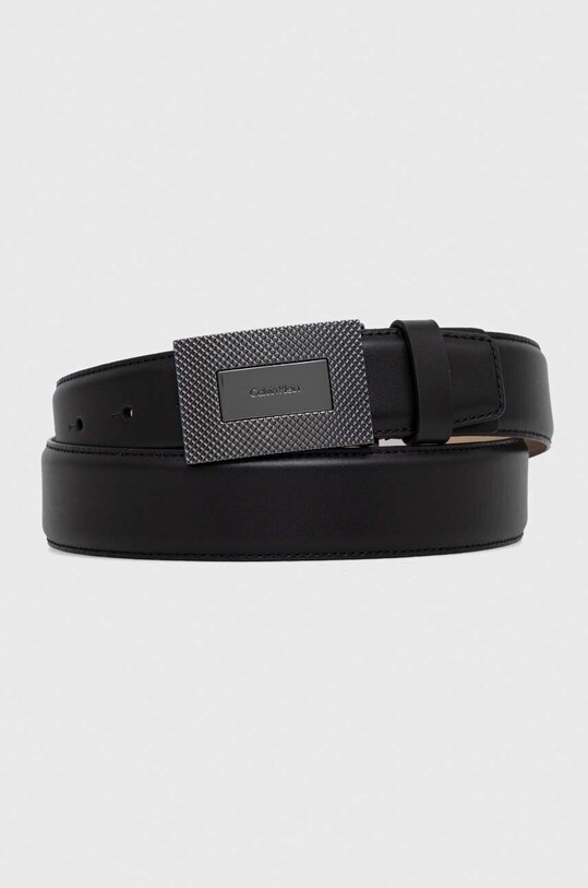 Usnjen pas Calvin Klein Zrnato usnje črna K50K511357