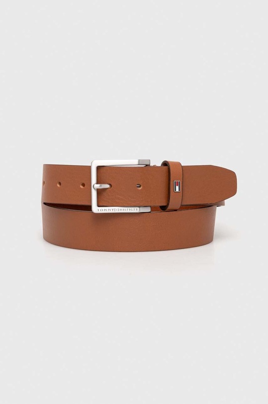 Kožený pásek Tommy Hilfiger Planet friendly hnědá AM0AM12166