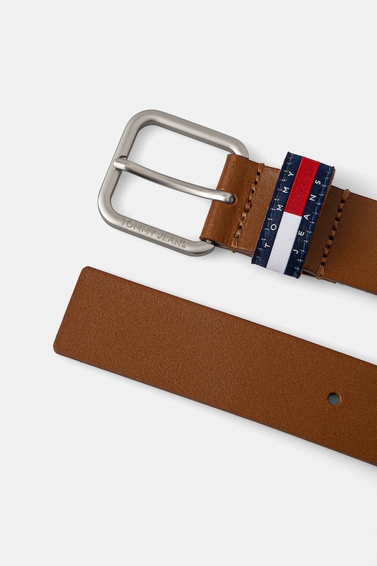 Tommy Jeans curea de piele AM0AM12337 maro SS24
