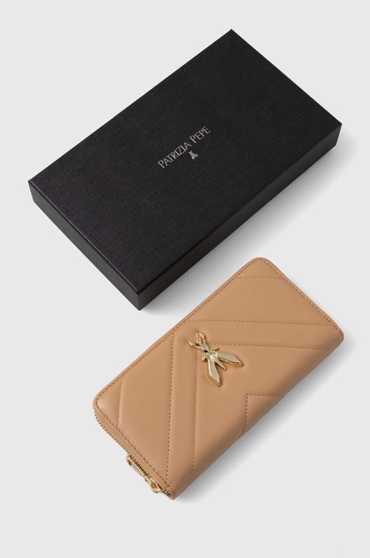 Kožená peněženka Patrizia Pepe béžová 8Q0018.L004