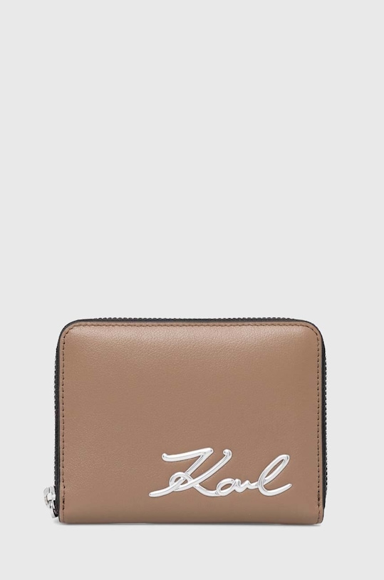 Karl Lagerfeld portfel skóra licowa brązowy 240W3202