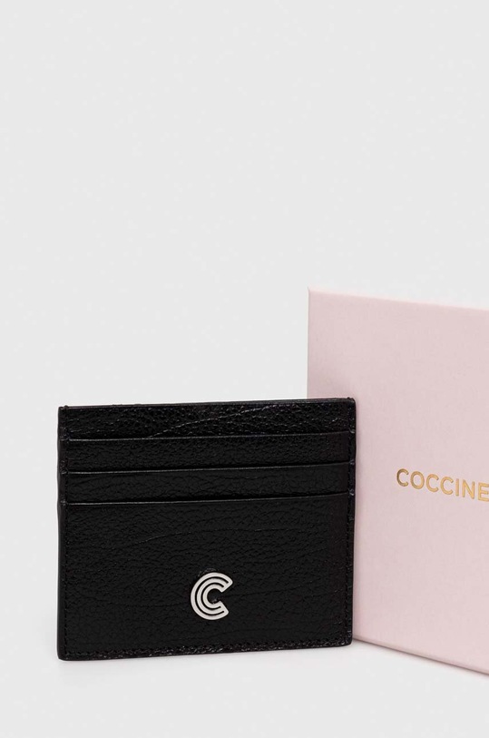 Coccinelle etui na karty skórzane czarny E2.Q0E.12.95.01