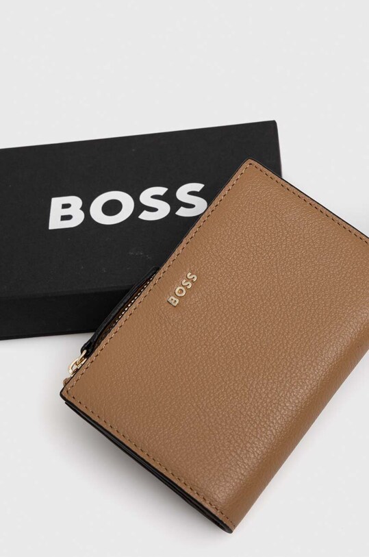 BOSS portfel skórzany beżowy 50518209