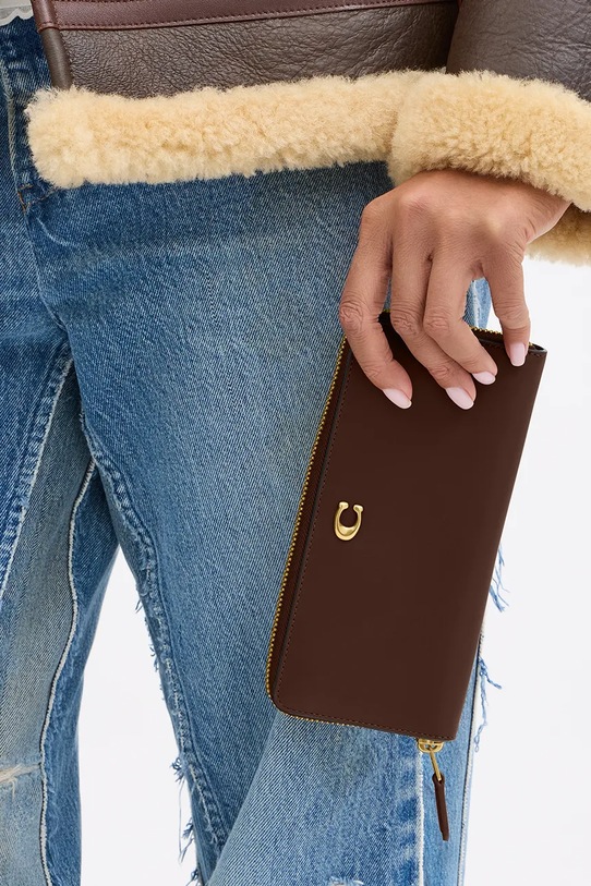 Coach portfel damski skórzany brązowy CS032