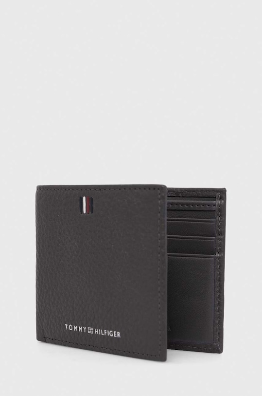 Δερμάτινο πορτοφόλι Tommy Hilfiger AM0AM11854 γκρί SS24