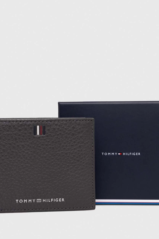 Kožená peněženka Tommy Hilfiger AM0AM11854 šedá