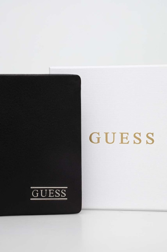 Guess portofel de piele SMNEBR.LEA22 negru
