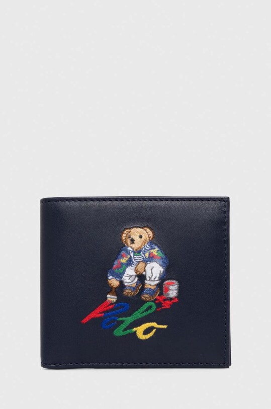 Kožená peněženka Polo Ralph Lauren přírodní kůže námořnická modř 405931694