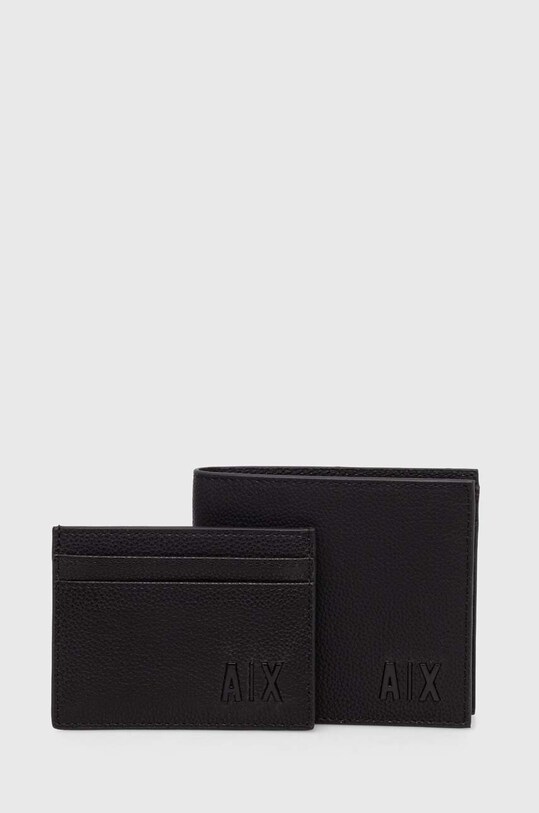 Armani Exchange portfel i etui na karty skóra licowa czarny 958535.3F892