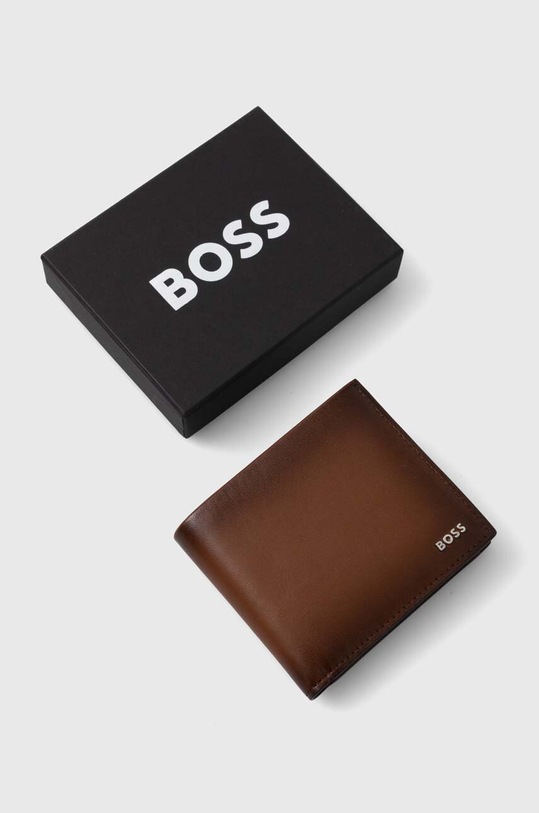 BOSS portfel skórzany brązowy 50517219