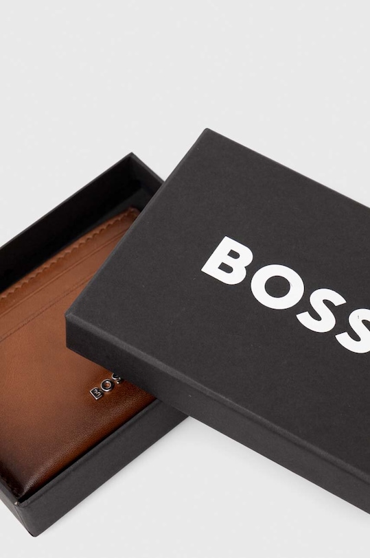 Δερμάτινη θήκη για κάρτες BOSS καφέ 50517236