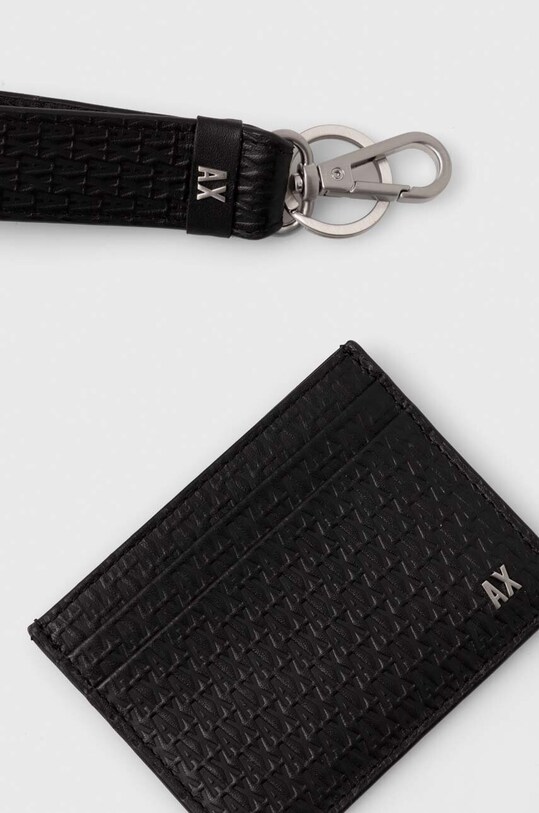 Accesorii Armani Exchange card holder din piele si breloc 958539.4R847 negru